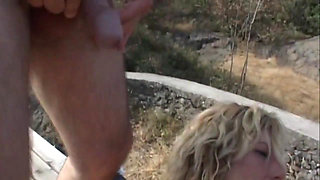 Milf brought in the woods and fucked by a bunch of dirty pigs