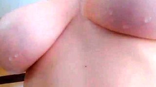 Beautiful Brunette Big Boobs Rides Fake Cock