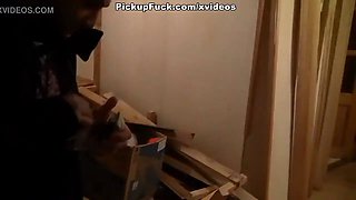 Girl in a skirt sucks dick on the street at the first counter