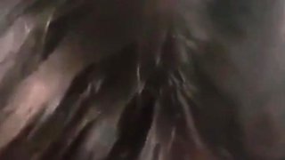 Skinny brunette girlfriend gives blowjob in POV