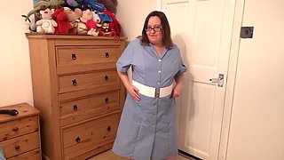 MILF in Nurse Uniform Playing with Boobs