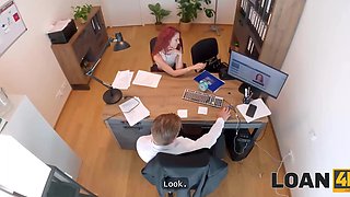 Charming Slim Redhead Beauty Sirena Milano Works Hard With Her Mouth & Pussy To Get the Loan