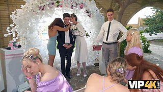 VIP4K. Hot bride is having a rough sex with a master of ceremonies, guests are shocked: Porn