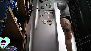 Step Sister Caught Squirting with Cucumber Dildo in Kitchen