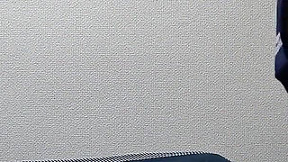 Girls Only Apartment in Japan Cute and Slender Girl Cleaning Room in Apron-style Miniskirt Uniform and Wedgie Thong Panties