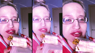 Asmr Red Lipstick and Mini Cake Eating