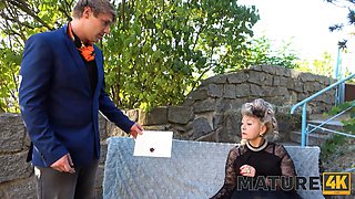 Mature4k. resting outside leads to carnal fun for posh madame and dude