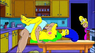 Married Housewife Gets Fucked on the Kitchen Table While Her Husband Stands Quietly Behind the Door and Watches