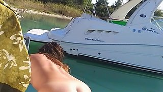 Omg!!! Crazy Hairy MILF with Butt Plug Pissing on Luxury Yacht