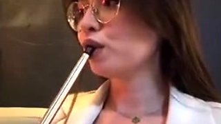 Close up teen foot worship