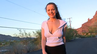 Brunette Avri with big natural tits pleasuring herself - HD