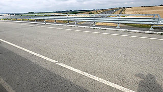 caught having sex on the highway, outdoor blowjob and sex
