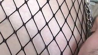 Glasses Mistress in Fishnets Order Her Sex Slave Pussy Licking in Kitchen