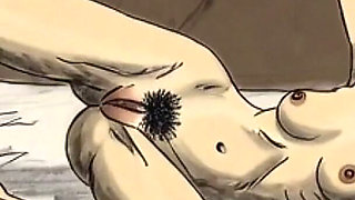 Super Skinny Woman Masturbation - Dripping Hairy Pussy Close up