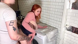 Stepmom Stuck in Washing Machine and Stepson Inserts Huge Cock Into Her Pussy: S1e12
