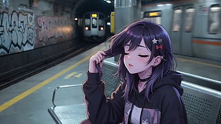 Cute Anime Girl Masturbates and Gets Fucked in the Subway Station