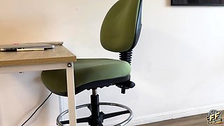Exhausted girl mistakes office for toilet SOAKS chair