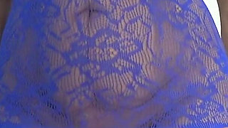 Solo of a Hairy MILF in a Blue Suit