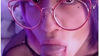 Emo Girl’s Glasses Get Dirty From A Close-Up Blowjob