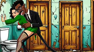Dirty Toilet Fuck: Slut Wife Cheats in Public Hentai Cartoon