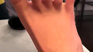 Flexible foot fetish masturbating with feet and hands