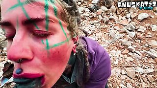 Public Blowjob with Cum on Face Outdoor - Anuskatzz German Tattoo POV
