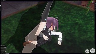 3d Hentai Konno Yuuki Gets Fucked In The Yard And Takes A Creampie