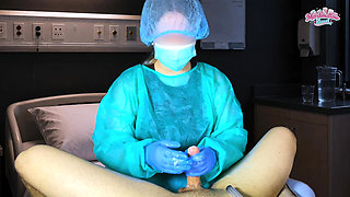 The Doctor Took the Patient's Semen Sample in Hospital. Post Orgasm