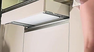 Big Tits Big Ass Hot and Cute Beautiful New Wife Takes Her G-string off to Flash Her Tight Shaved Pussy in the Kitchen