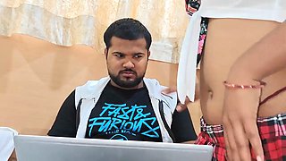Indian desi step brother had sex with step sister of teaching and sucked boobs video viral
