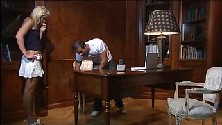 Sera Passion the Blonde Secretary Gets a Deep Throat Blowjob
