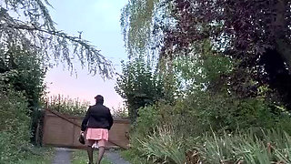 In a quick outfit with a salmon wrap skirt for an evening