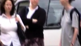 Blonde Amateur Takes Facial Outdoors In Public