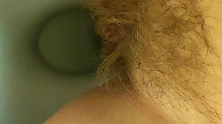 MILF Pee Close up View in the Toilet From Hairy Pussy