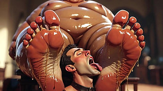 SSBBW Makes Skinny Slave Lick Her Sweaty Feet