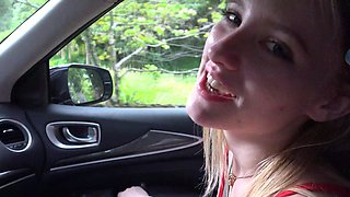 Busty amateur teen outdoor hardcore facial action