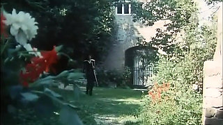 Black and white medieval party in the forest