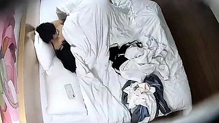 Cute amateur asian web cam girl playing with her toy