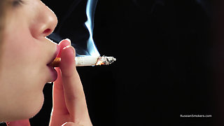 Ultra HD Russian Beauty Smoking Cigarette Seaside