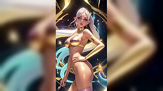 Silver Hair Elf Gold Bikini Dance - Sexy AI Babes