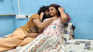 T shirt and skirt hot romantic lip lock in bedroom romancce