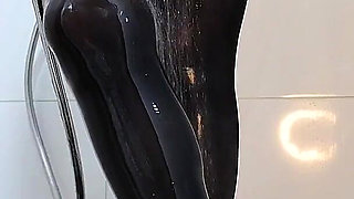 Wet Nylon Catsuit: Ass Worship in the Shower - Mistress Julia