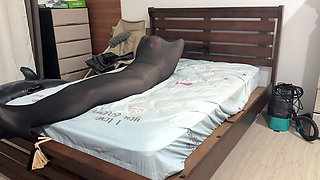 Wrapped in Many Layers of Pantyhose Bondage During Nylon Encasement