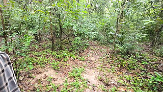 Thai girl walks and brags about picking mushrooms anyway, peeing in the forest Thai Voice
