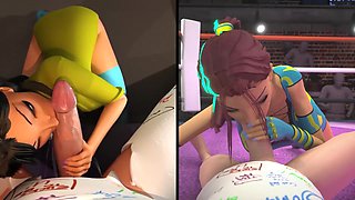 3DGSPOT Molten Femmes Blow A Hefty Man rod In SPLIT SCREEN COMP! THREE DIMENSIONAL ANIMATION PORNO! - Juliana Grandi