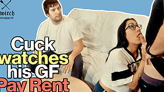 Cuckold Watches His Girlfriend Cheat to Pay Rent - Bi-sexual Encouragement Cuckolding Cum Kiss