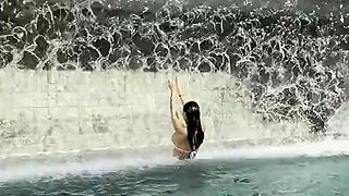 Sexy Monika Fox In A White Bikini Swims In A Pool