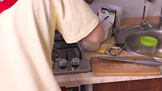 Sexy Wife Cooking and Flashing Ass