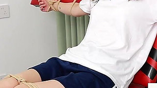 Barefoot Girl Tickles with Chair Restraints, Restraining Every Toe