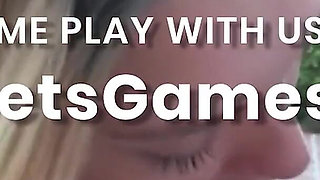 She Stands Naked with a Cock Gag After Playing Strip Ring Toss